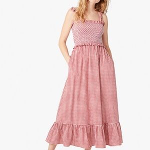 Kate spade mini gingham smocked-bodice dress
